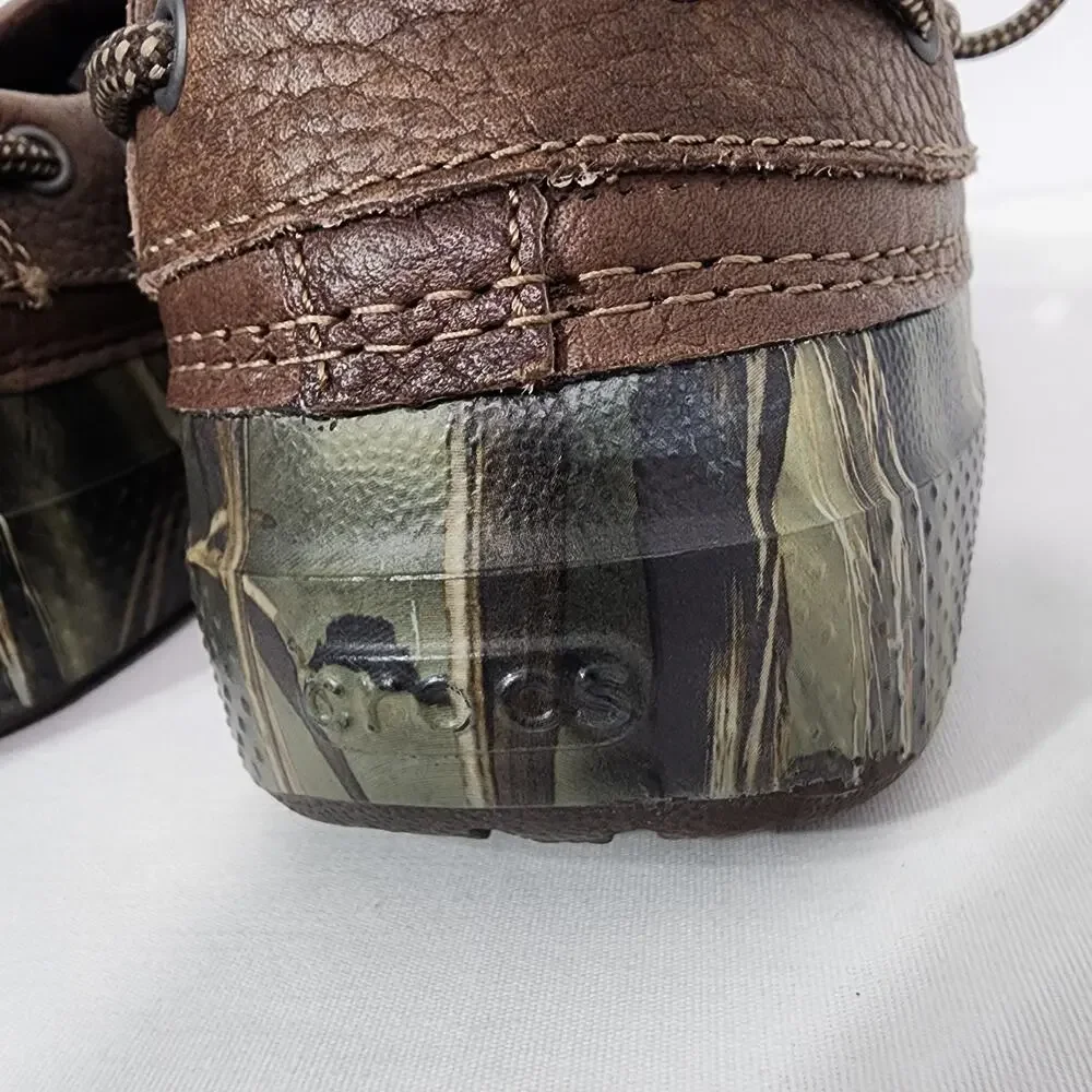 Crocs Mens Camo Leather Islander Pitcrew Sport Clogs Advantage Max 4 HD Size 11